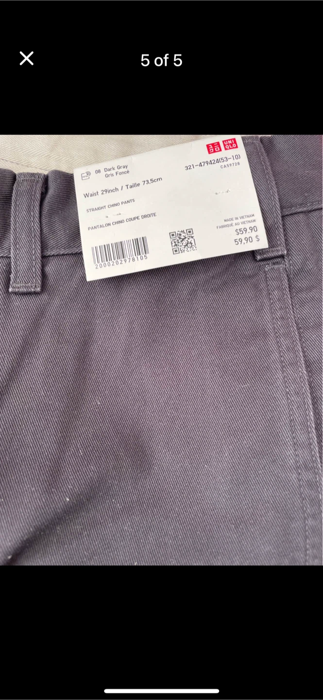 New Uniqlo Straight Chino Pants - Dark Gray, 29 inch - photo 4