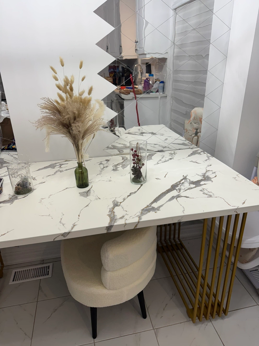 White & Gold Dining Table