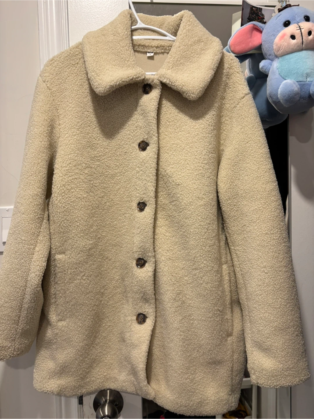 Beige Teddy Button-Up Coat - photo 2