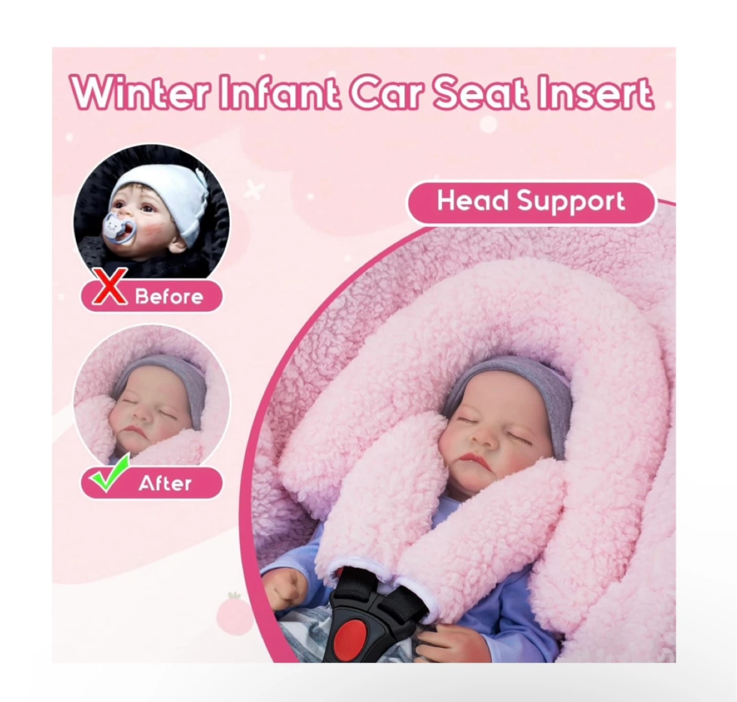 New THE KENKYO Baby Car Seat Insert - Pink - photo 4