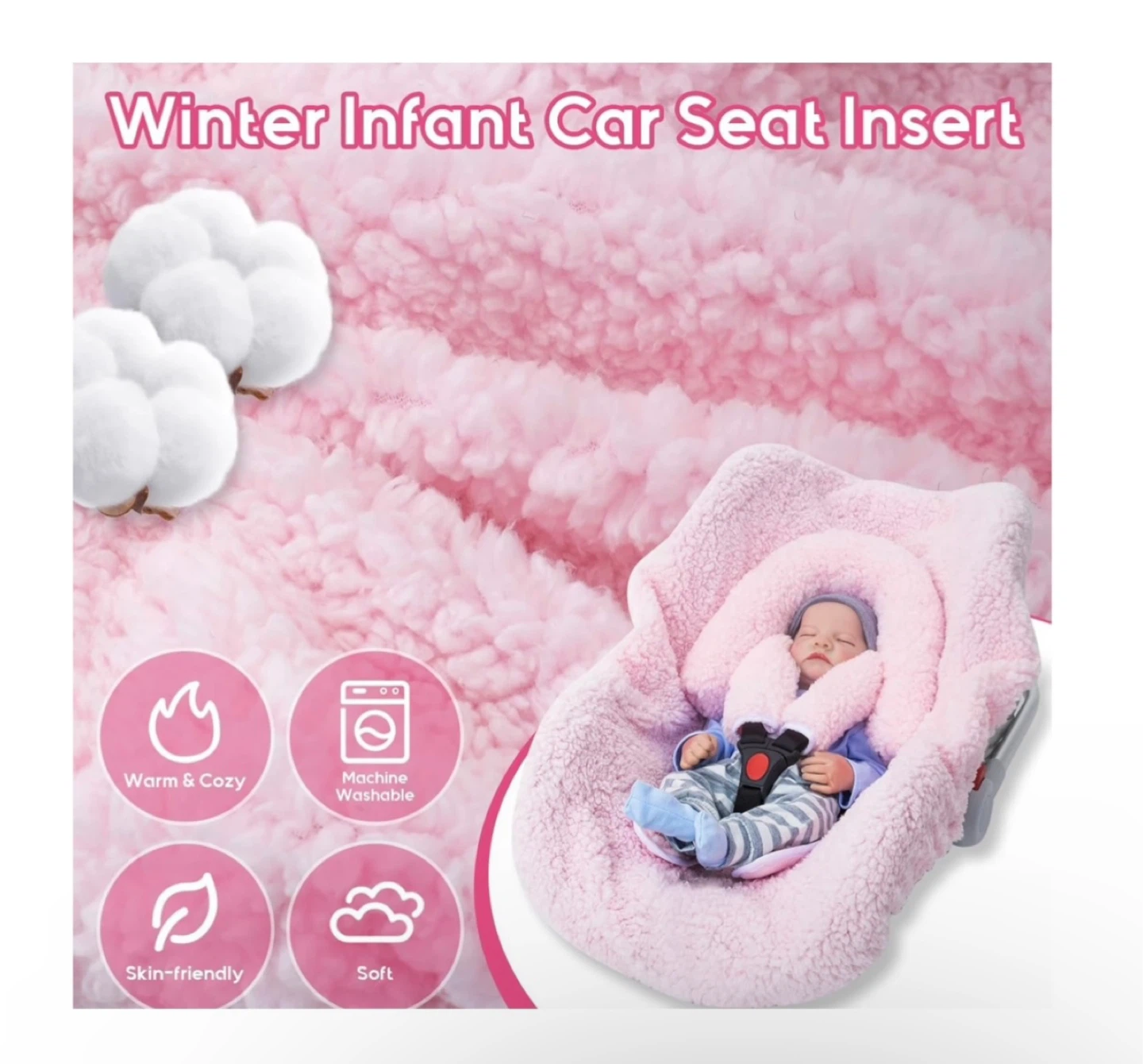 New THE KENKYO Baby Car Seat Insert - Pink - photo 3