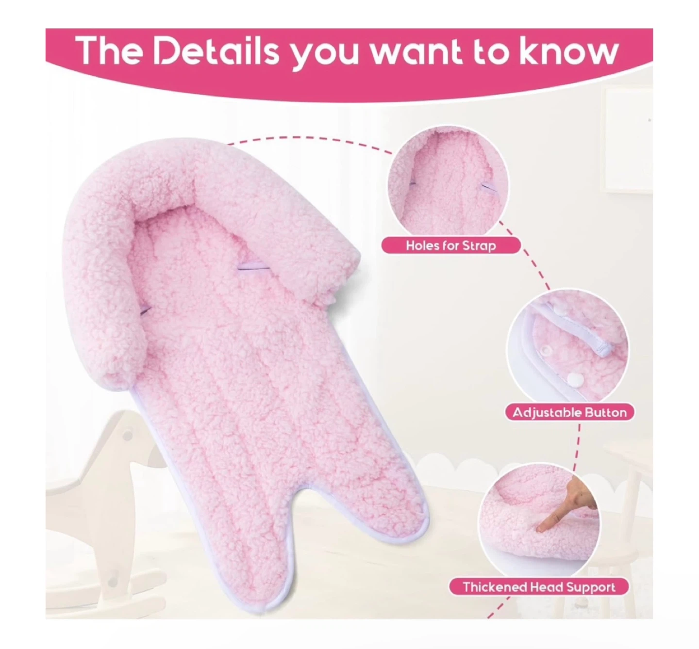New THE KENKYO Baby Car Seat Insert - Pink - photo 5