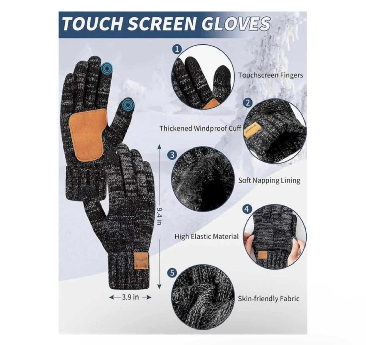 Brand new Mens Hat Gloves Scarf Set Winter - photo 5