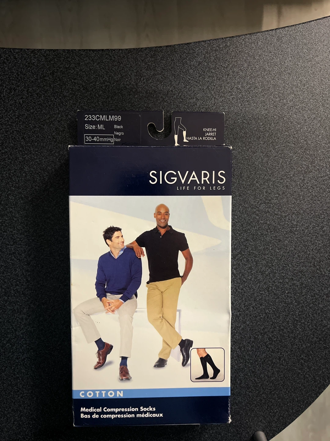 Sigvaris Medical Compression Socks, Size ML, Black