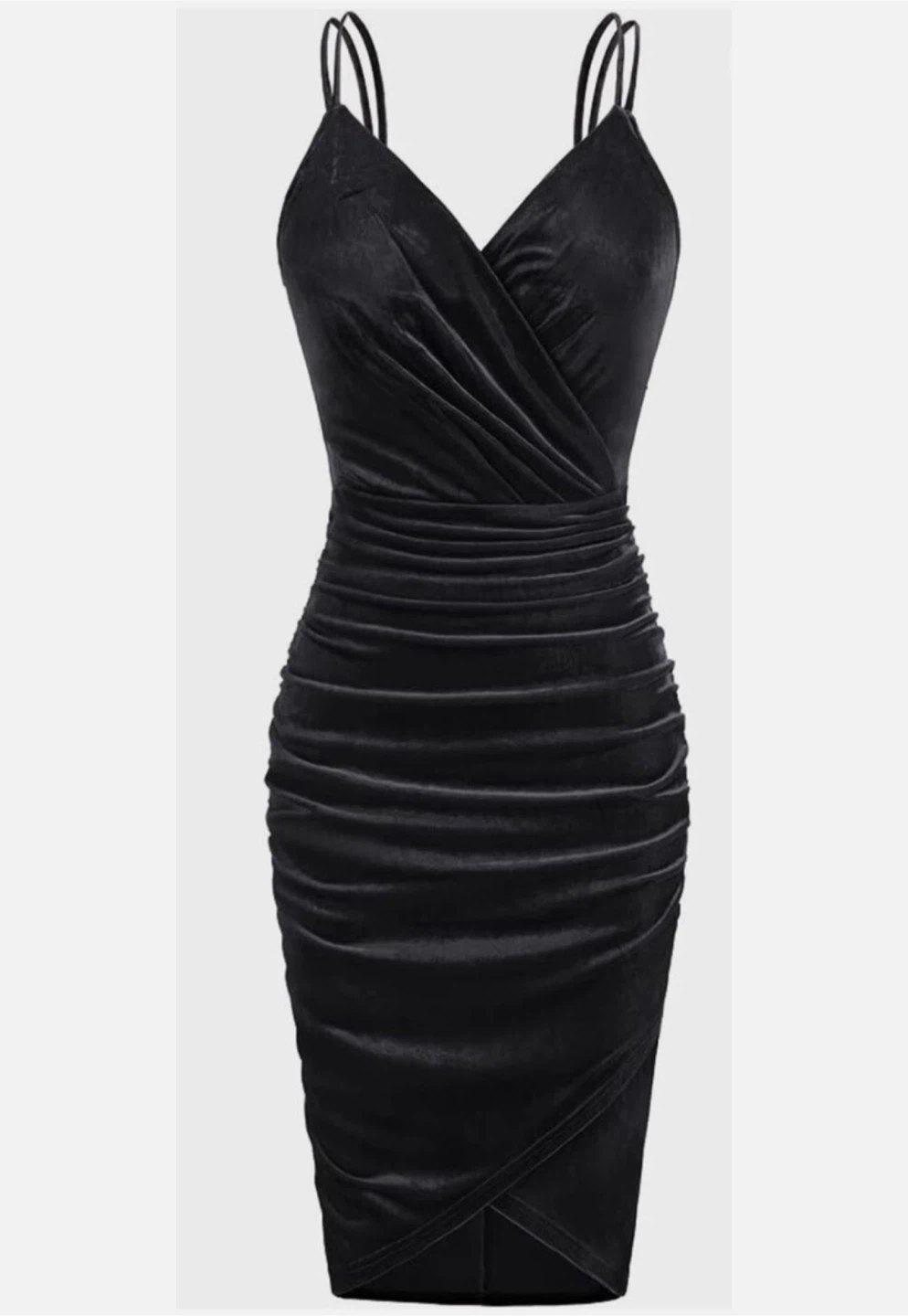 NEW! Grace Karin Black Velvet Wrap Mini Dress