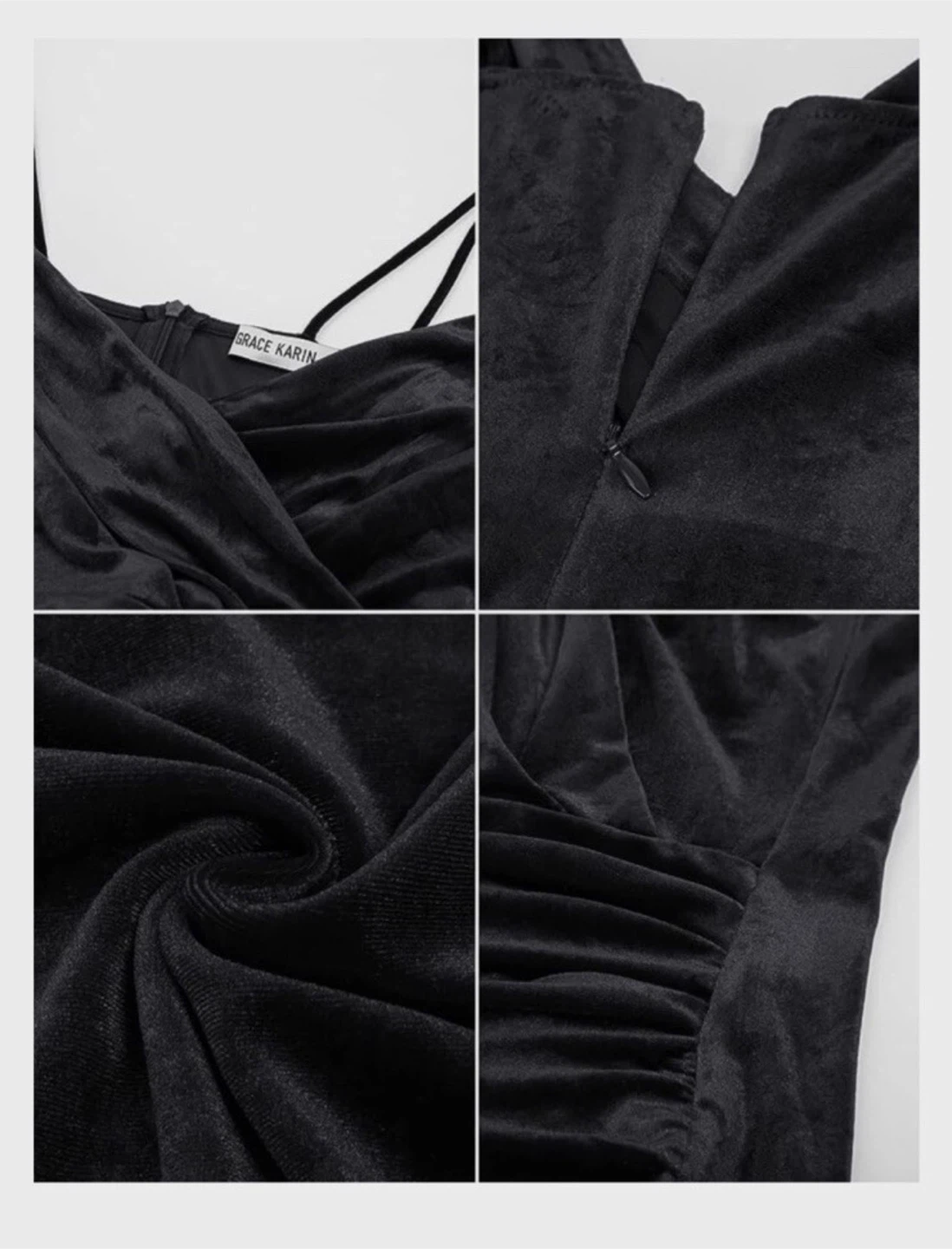 NEW! Grace Karin Black Velvet Wrap Mini Dress - photo 5