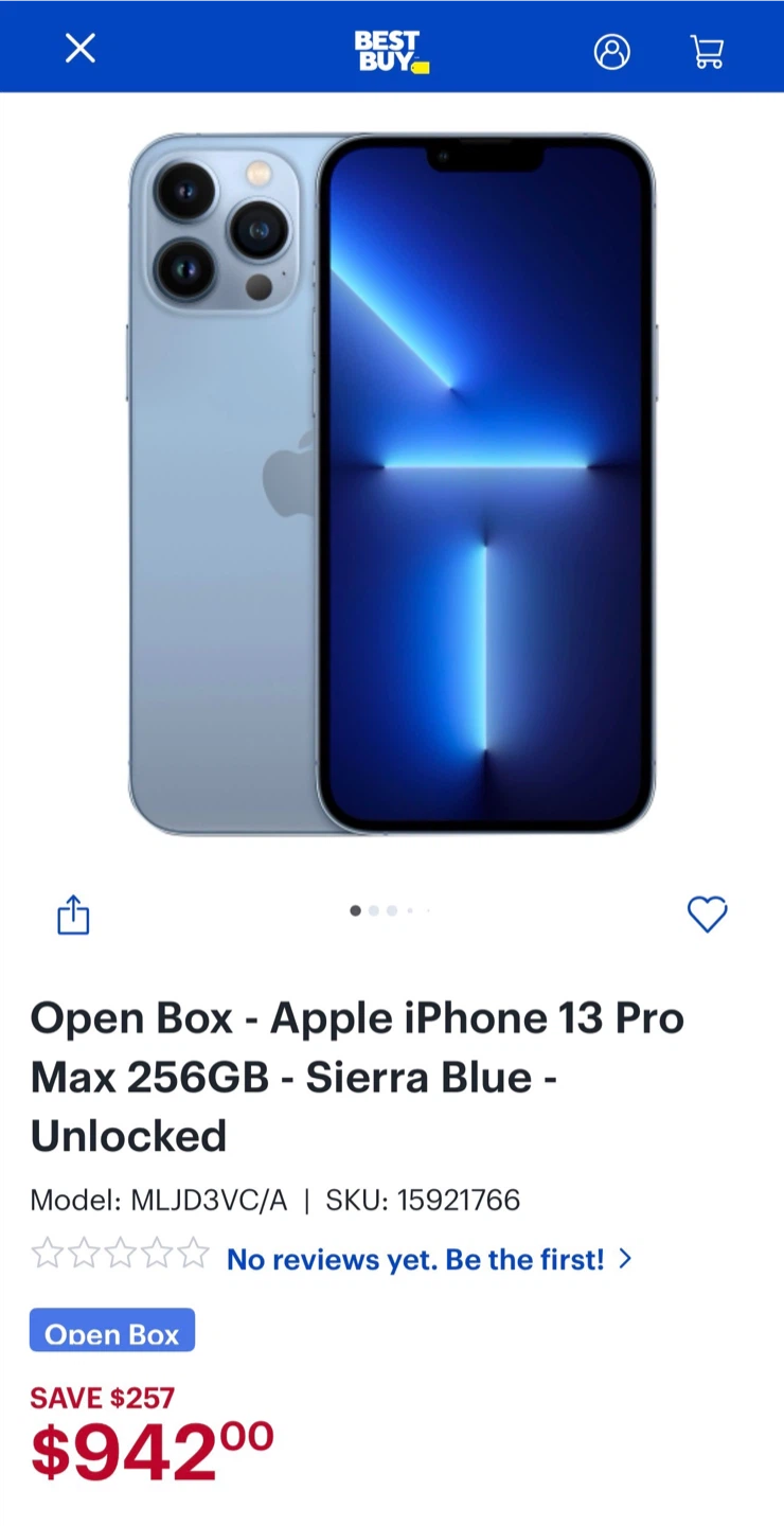 Apple iPhone 13 Pro Max 256GB - Sierra Blue