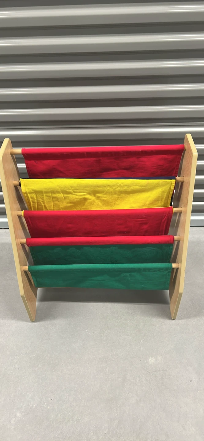 Kids Fabric Sling Bookshelf - Red, Yellow, Green