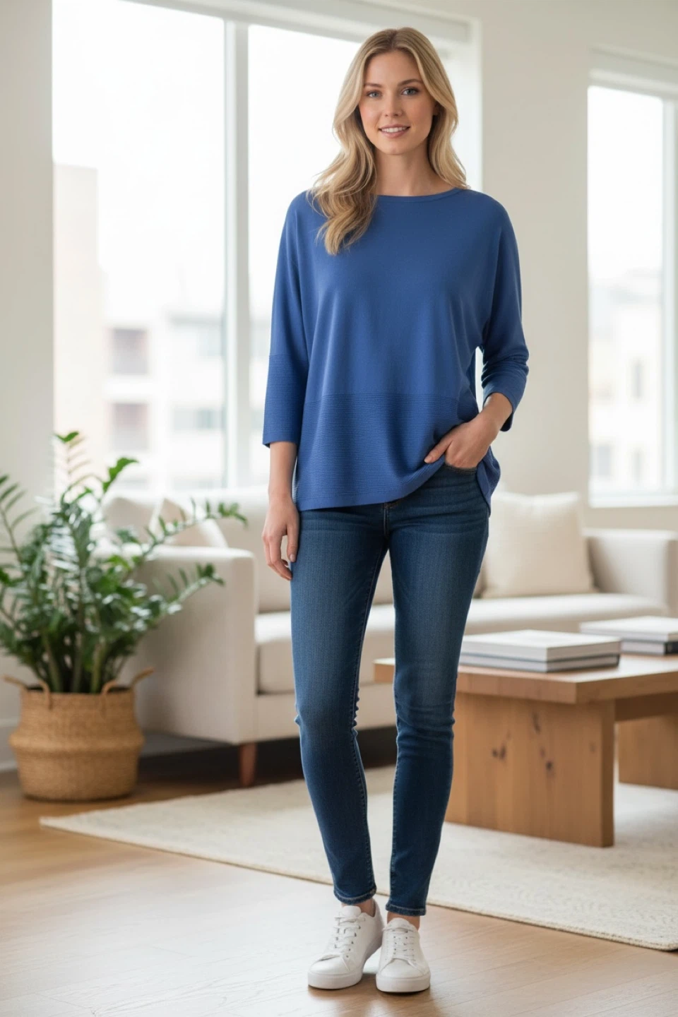 Blue Knit Top