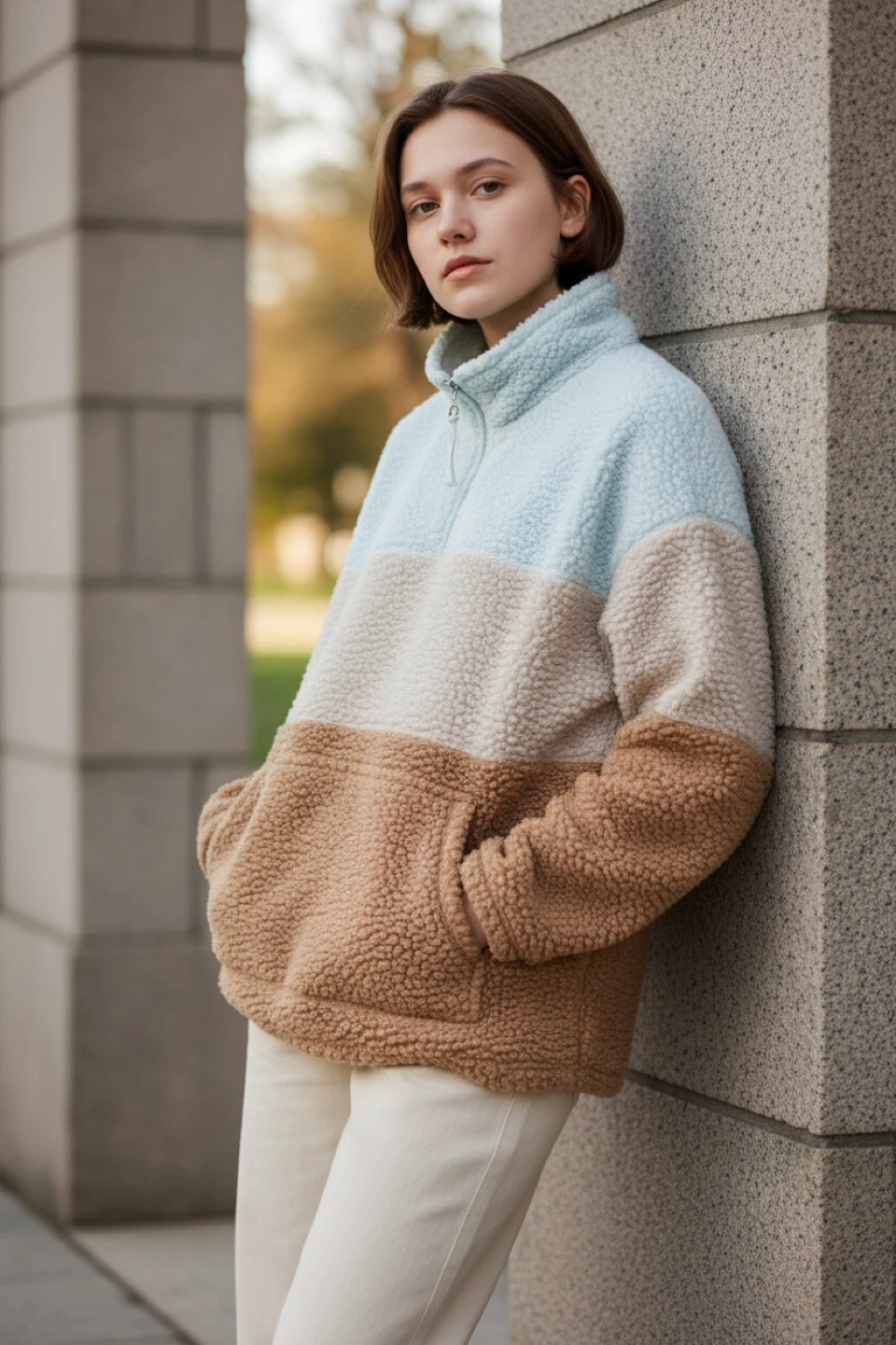 Colour Block Fleece Pullover