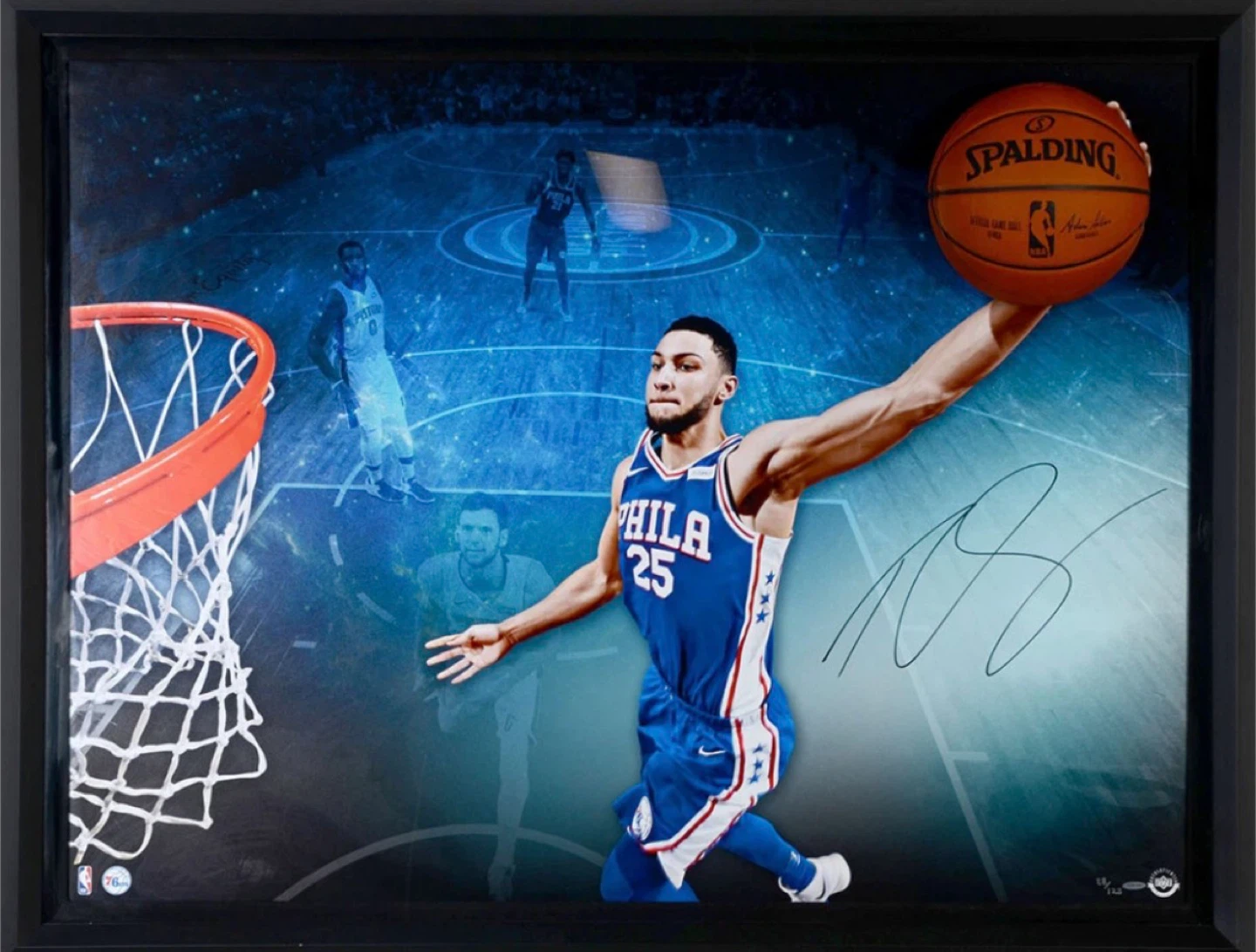 Framed Ben Simmons Autographed Spalding Basketball