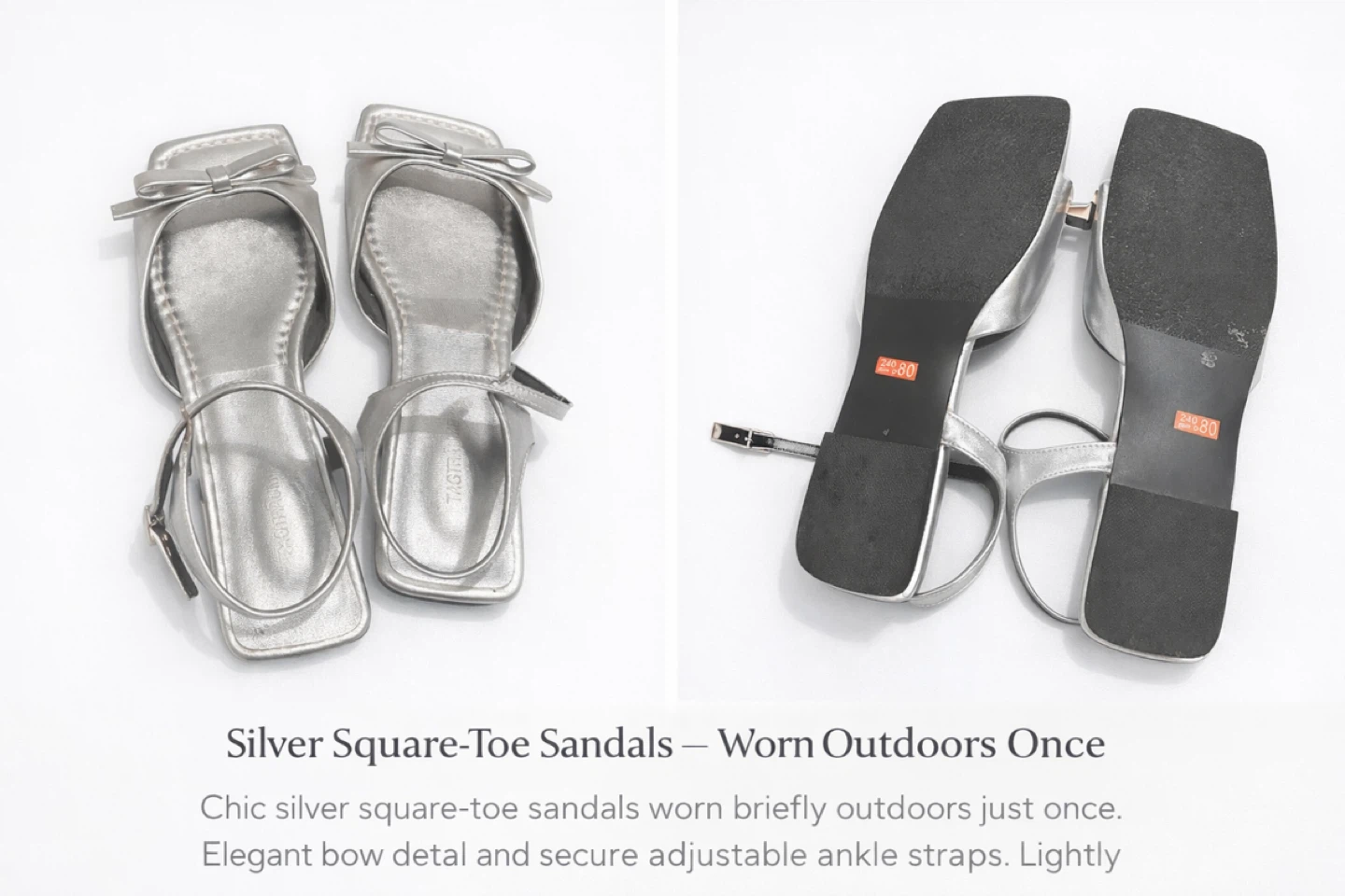 Silver Square-Toe Sandals - photo 2