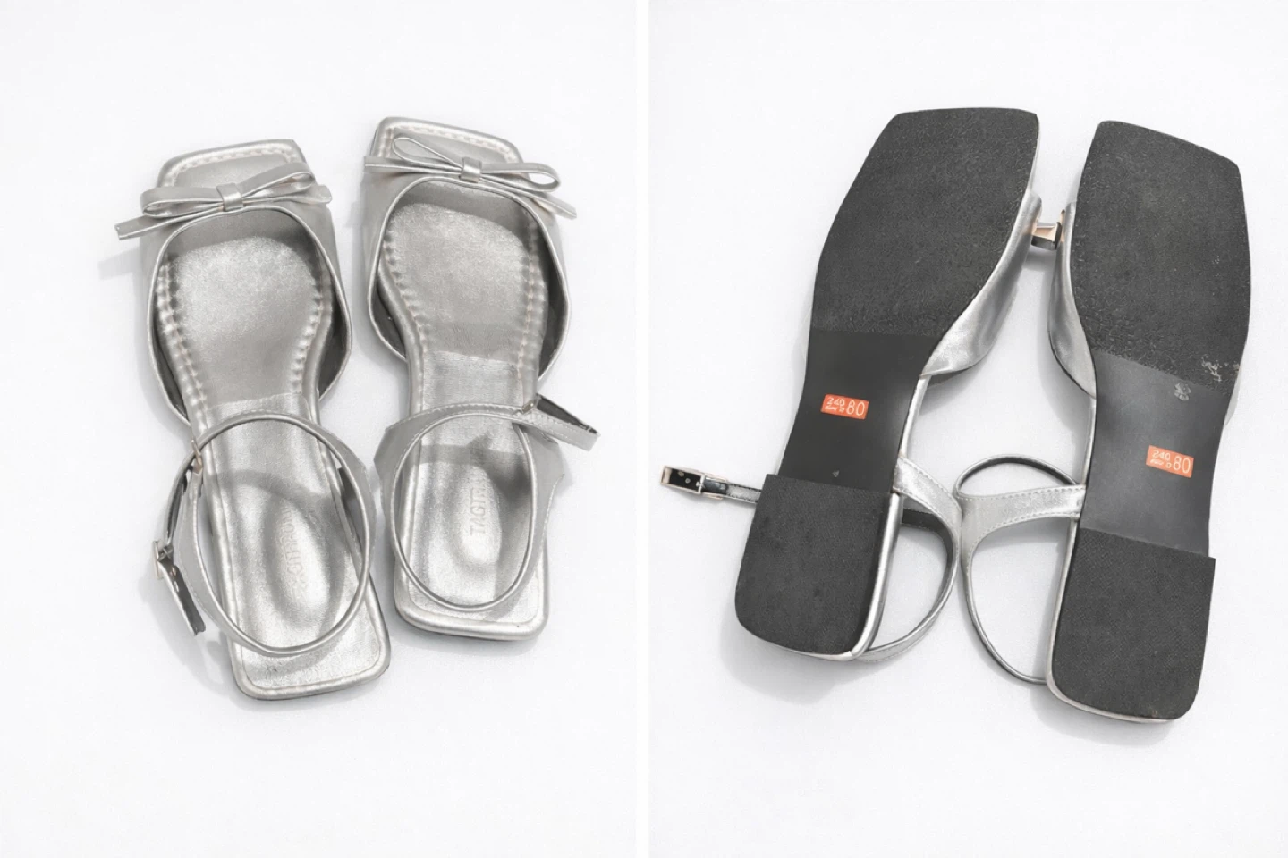 Silver Square-Toe Sandals