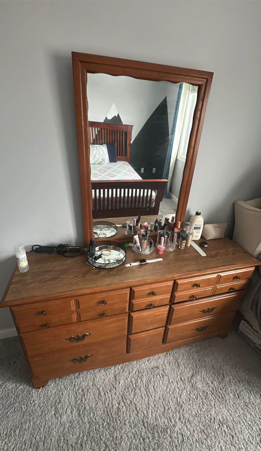 Wood Dresser with Mirror