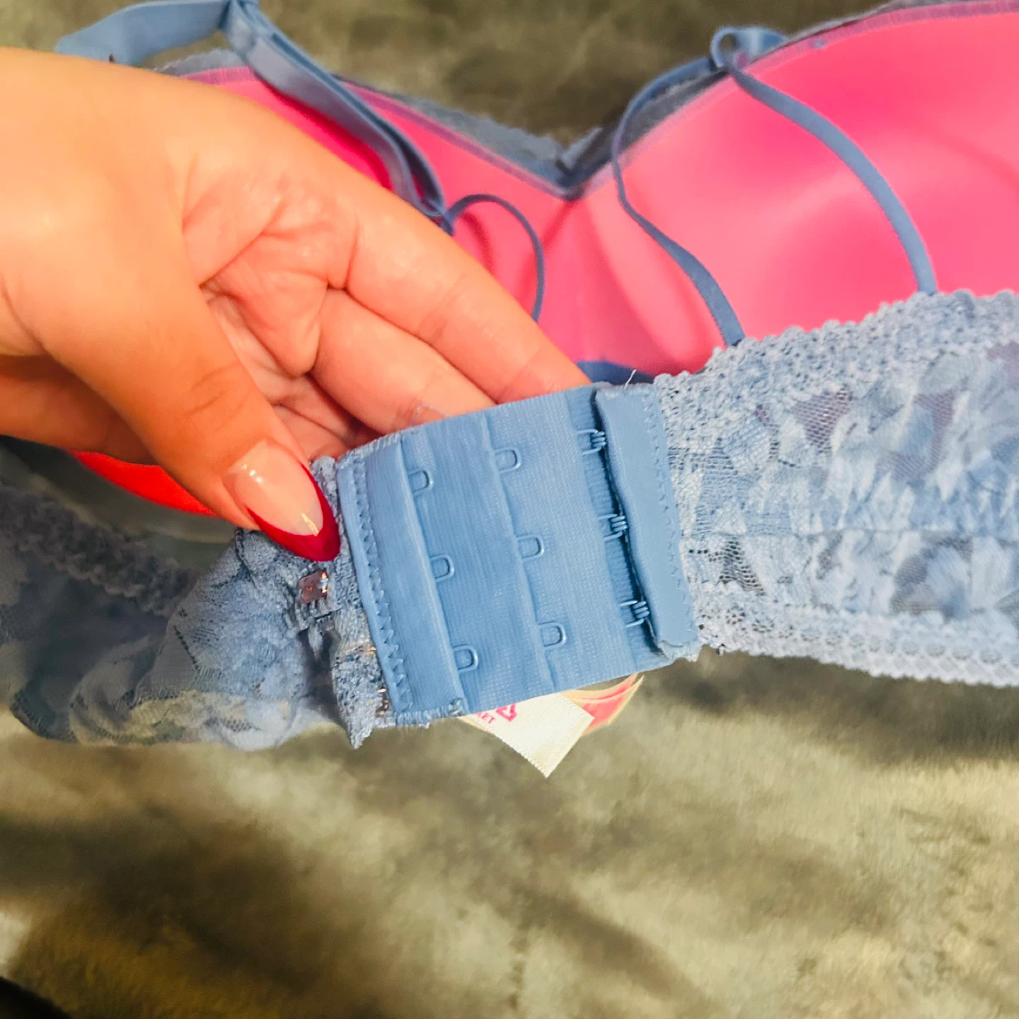 PINK Blue Lace Bralette Push Up - Size XL - photo 4