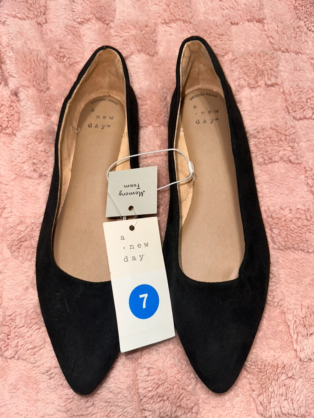 A New Day Black Pointed Toe Suede Flats Casual Shoes Women