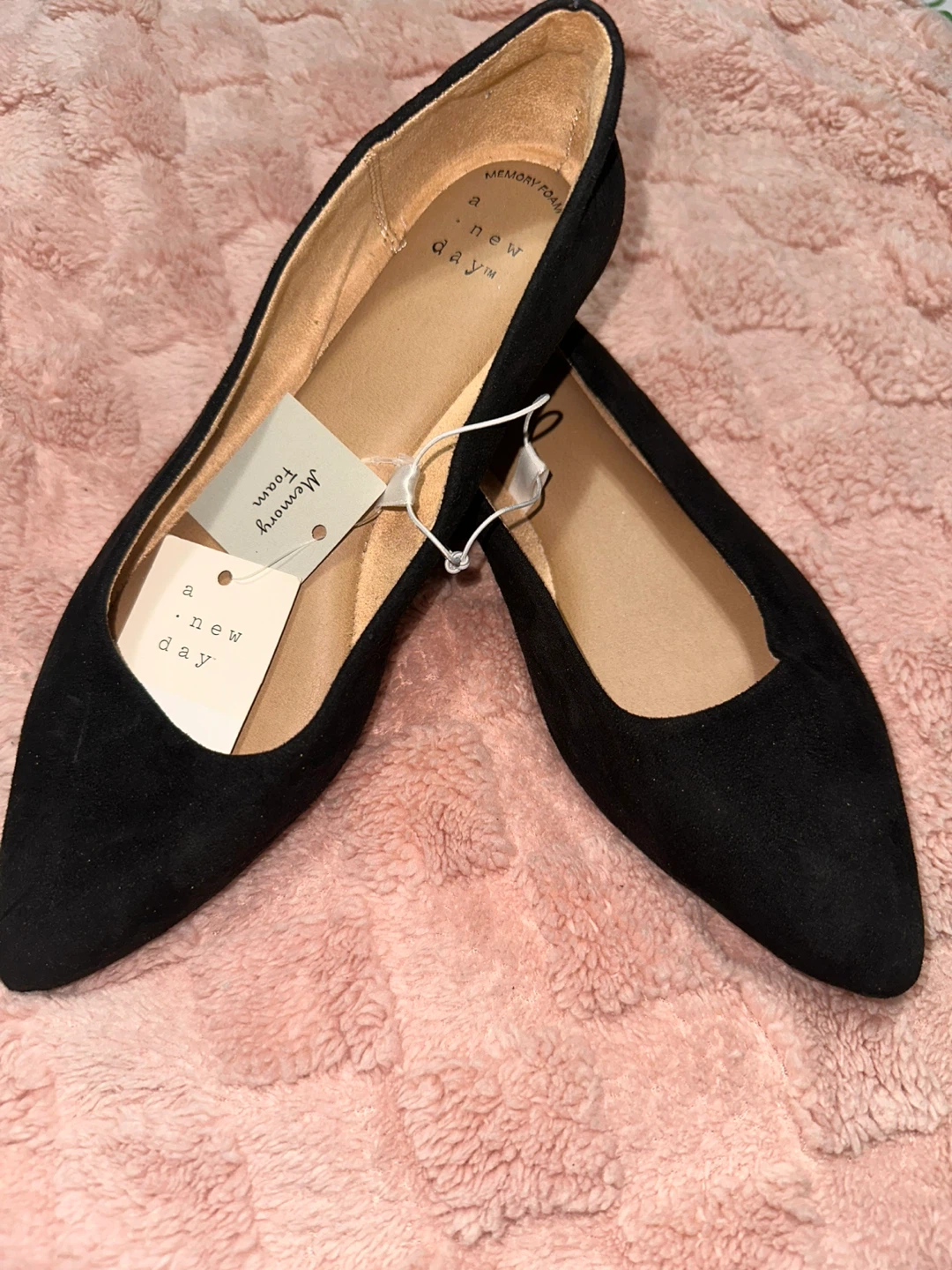 A New Day Black Pointed Toe Suede Flats Casual Shoes Women - photo 2