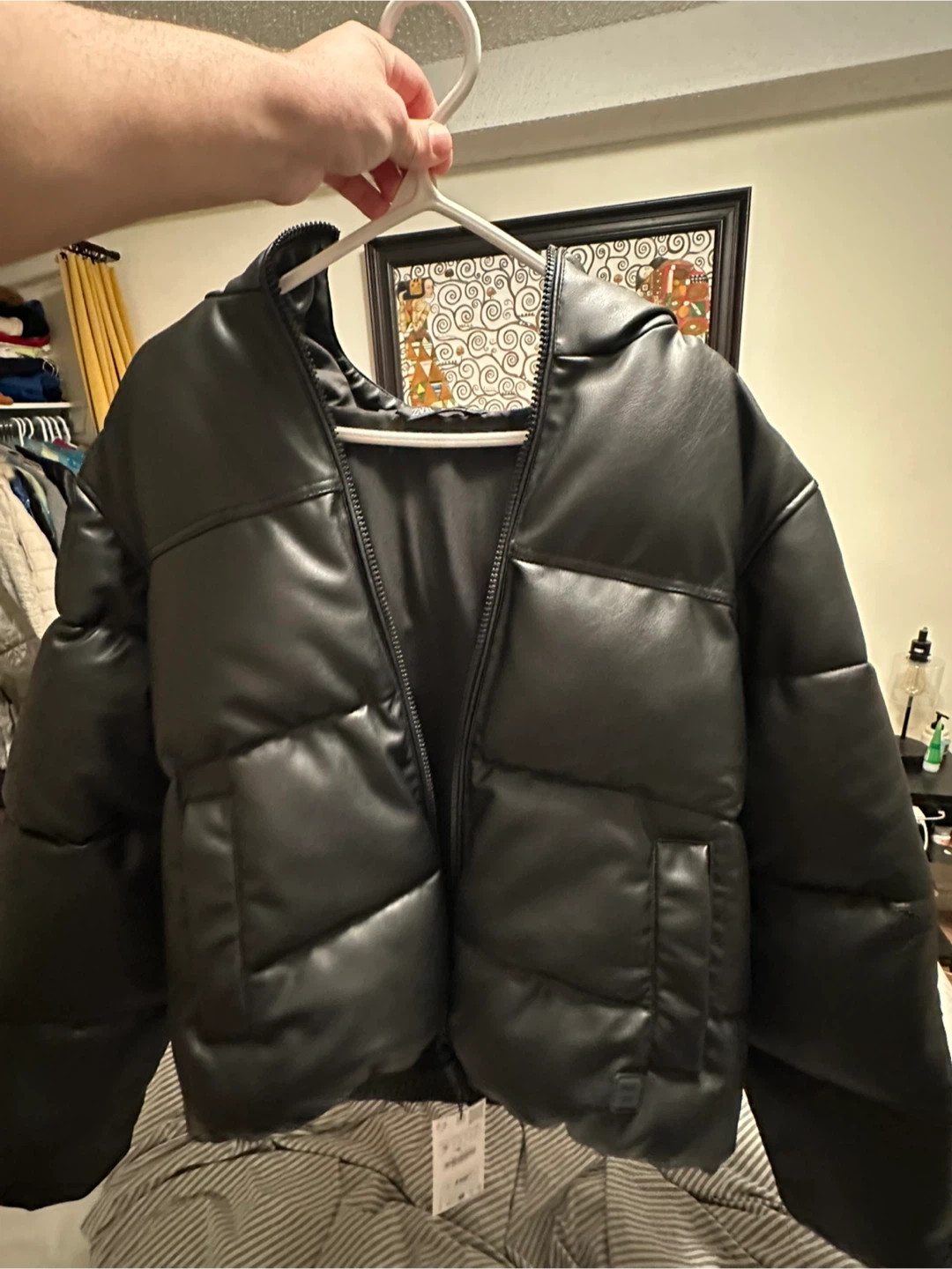 Zara Faux Leather Puffer Jacket - Size M