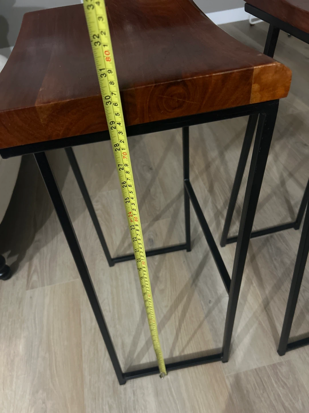 Set of 2 Bar Stools - Wood & Metal - photo 5