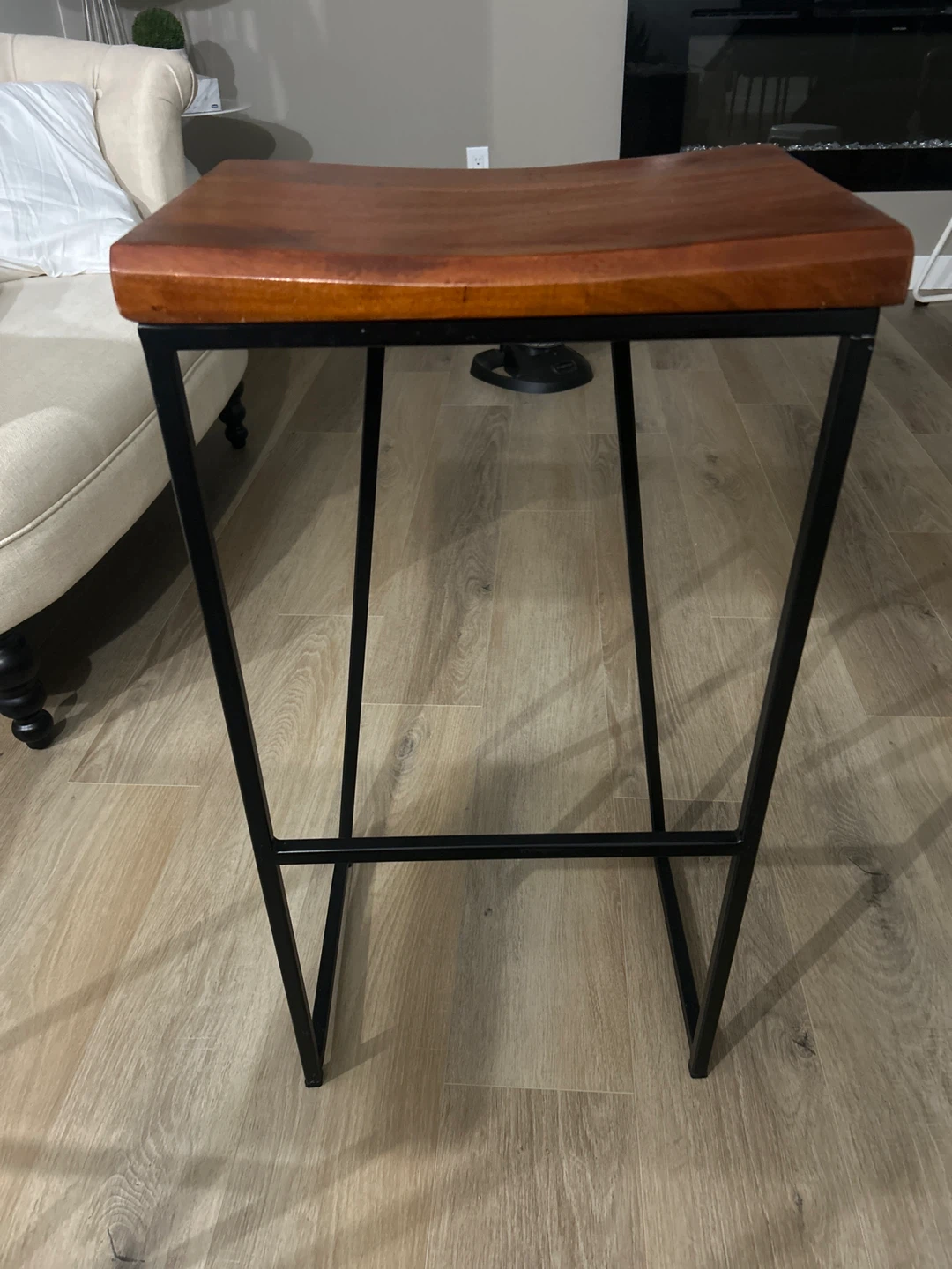 Set of 2 Bar Stools - Wood & Metal - photo 2