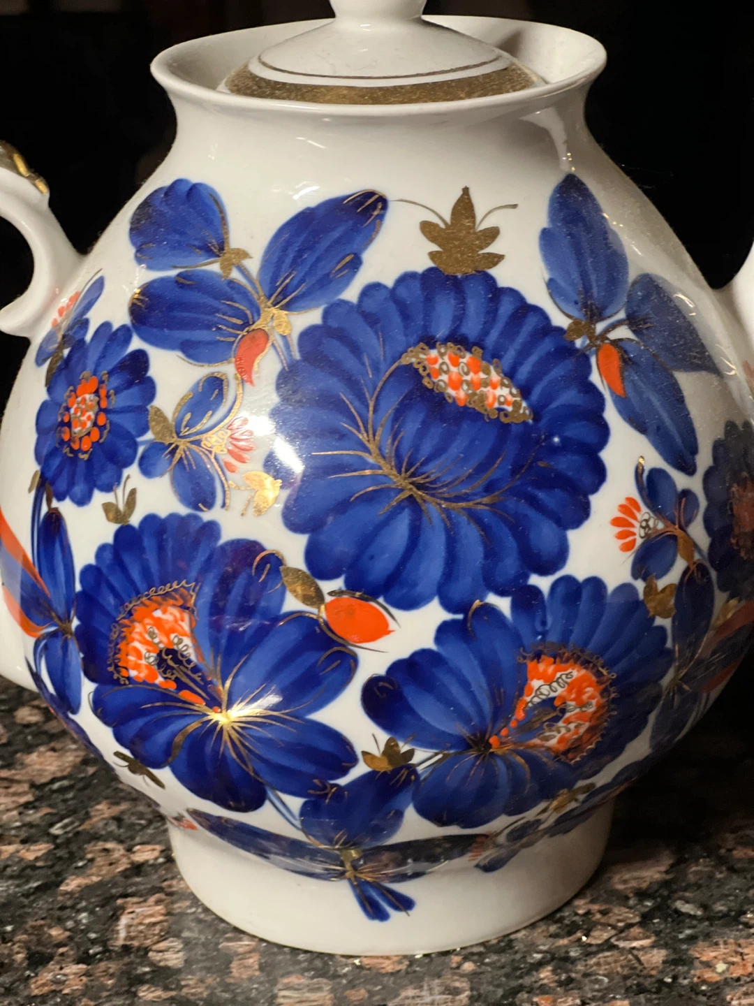 Vintage Floral Teapot with Cobalt Blue Flowers - photo 5