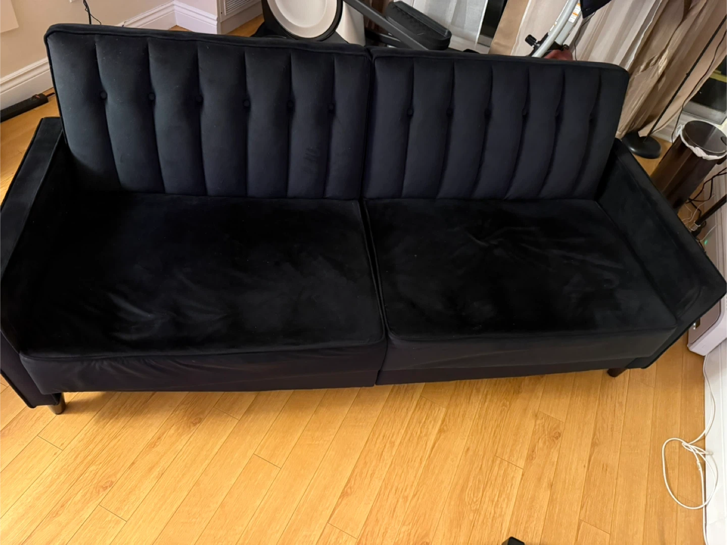 Black Velvet Sofa Bed obo