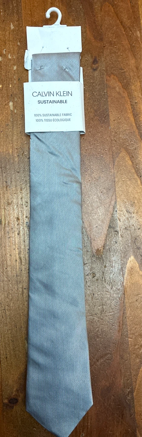New Calvin Klein Sustainable Tie-Silver Gray