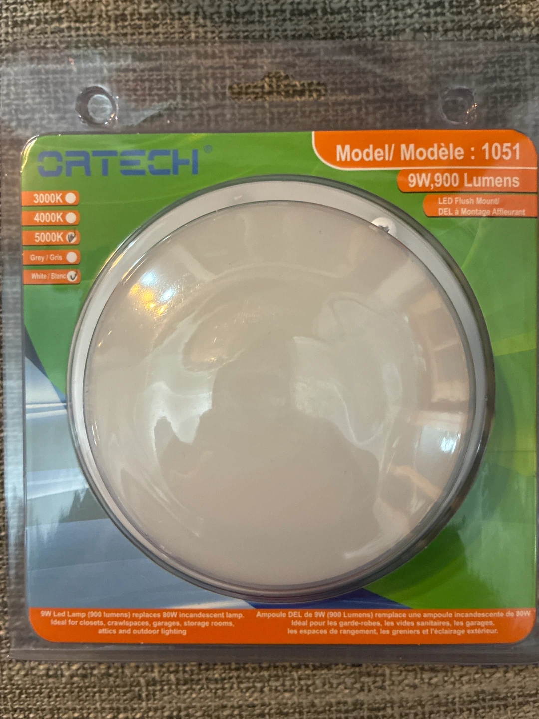 New Ortech 9W LED Flush Mount Light White