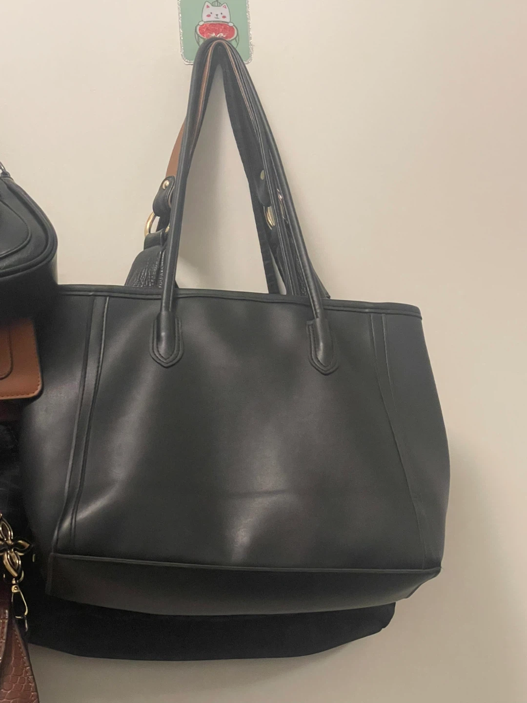 Black Leather Tote Bag
