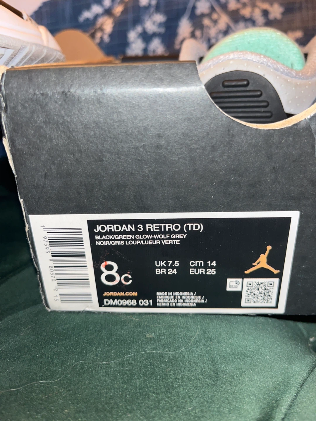 Jordan 3 Retro (TD) Size 8C - photo 3