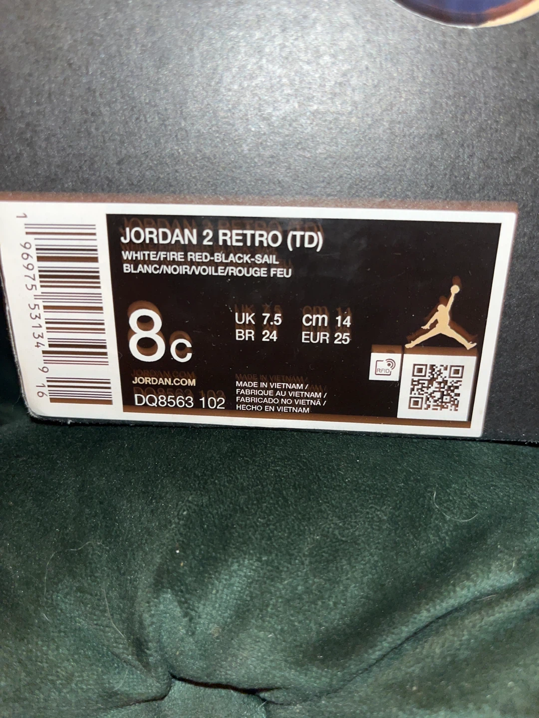 Jordan 2 Retro (TD) Size 8C - photo 4