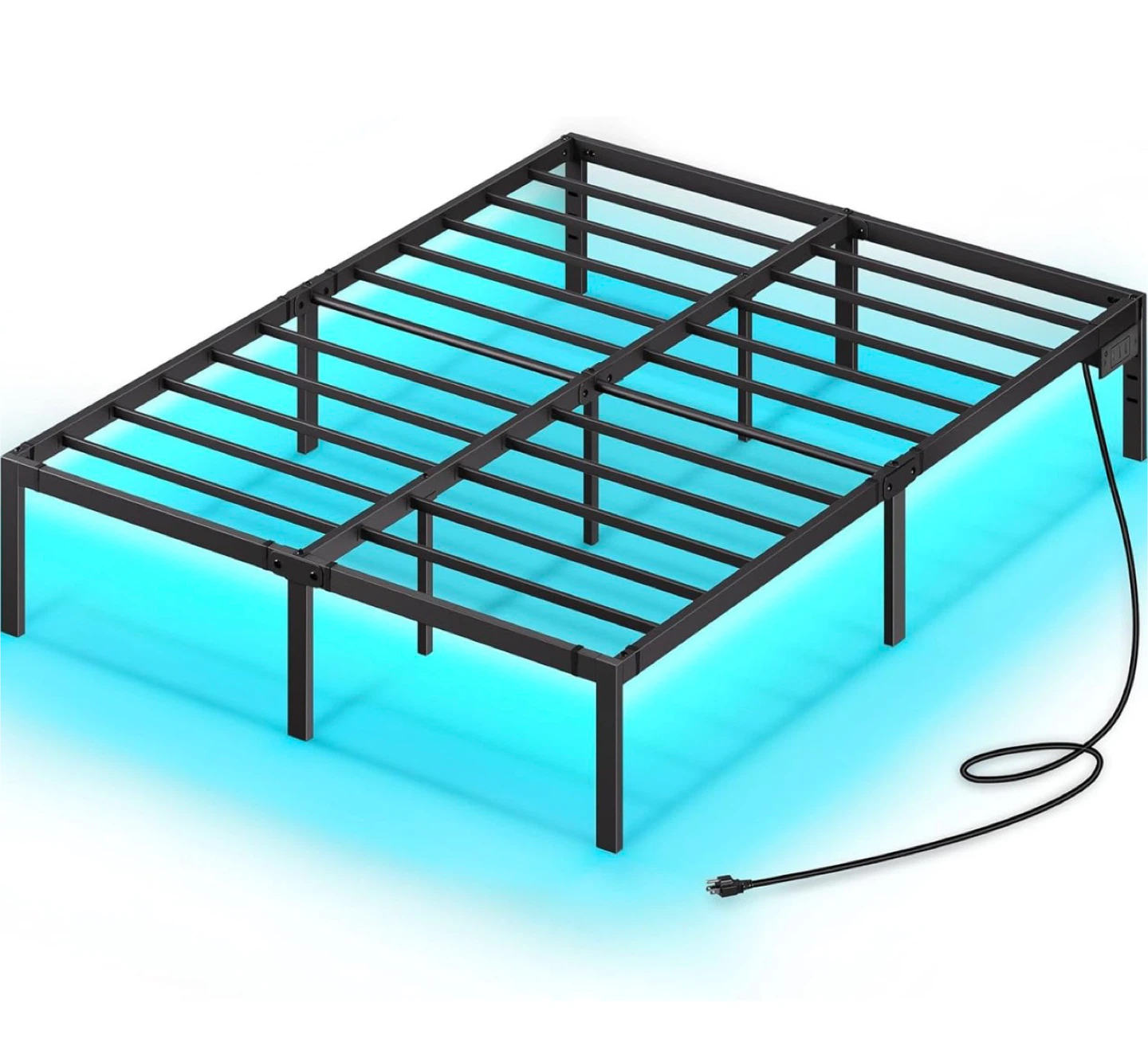 2x Queen Size Metal Bed Frame with LED Lights - photo 3