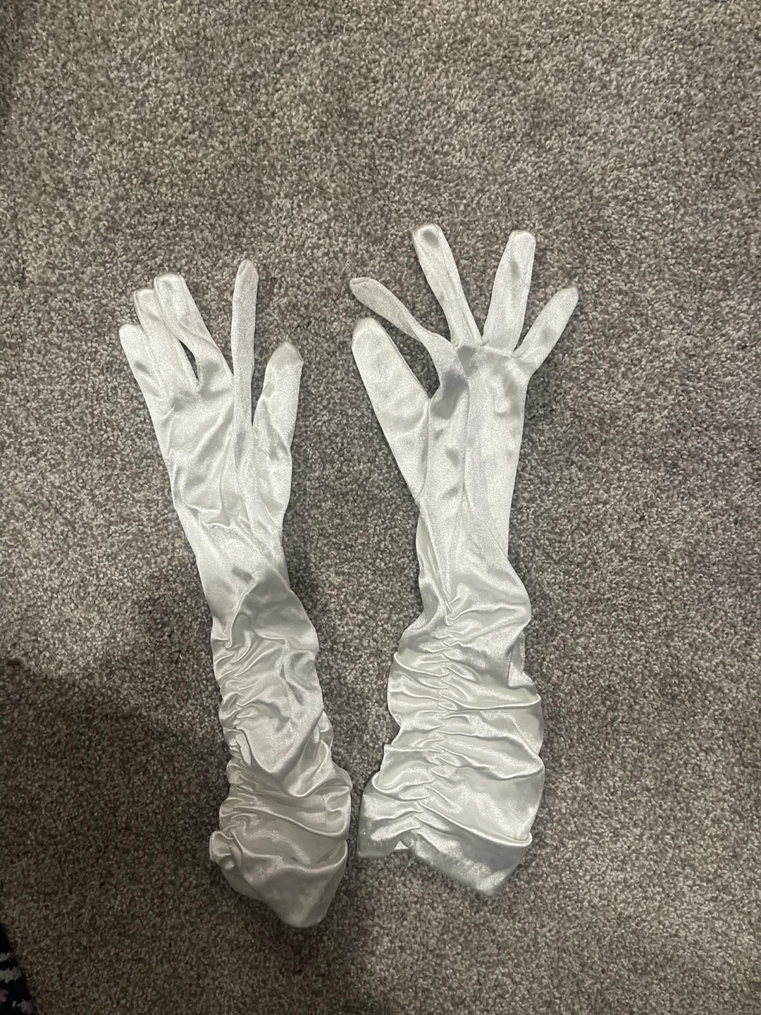 White Satin Gloves