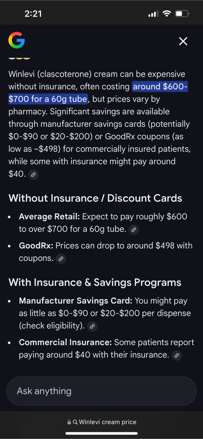 Winlevi Clascoterone Cream 1% w/w 4 for 10 - photo 2