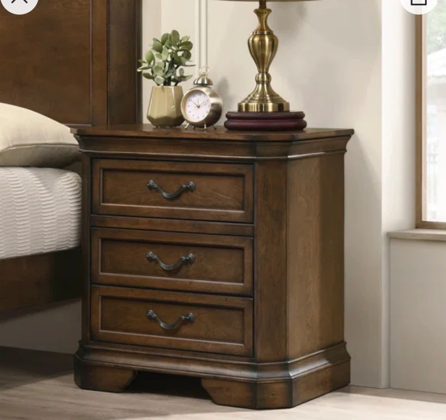 2 brand new Antique Walnut Nightstands - 3 Drawer