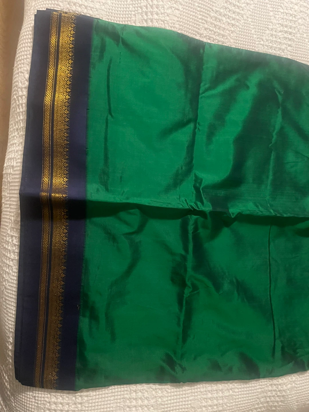 Green & Blue Silk Saree with Blouse - photo 3