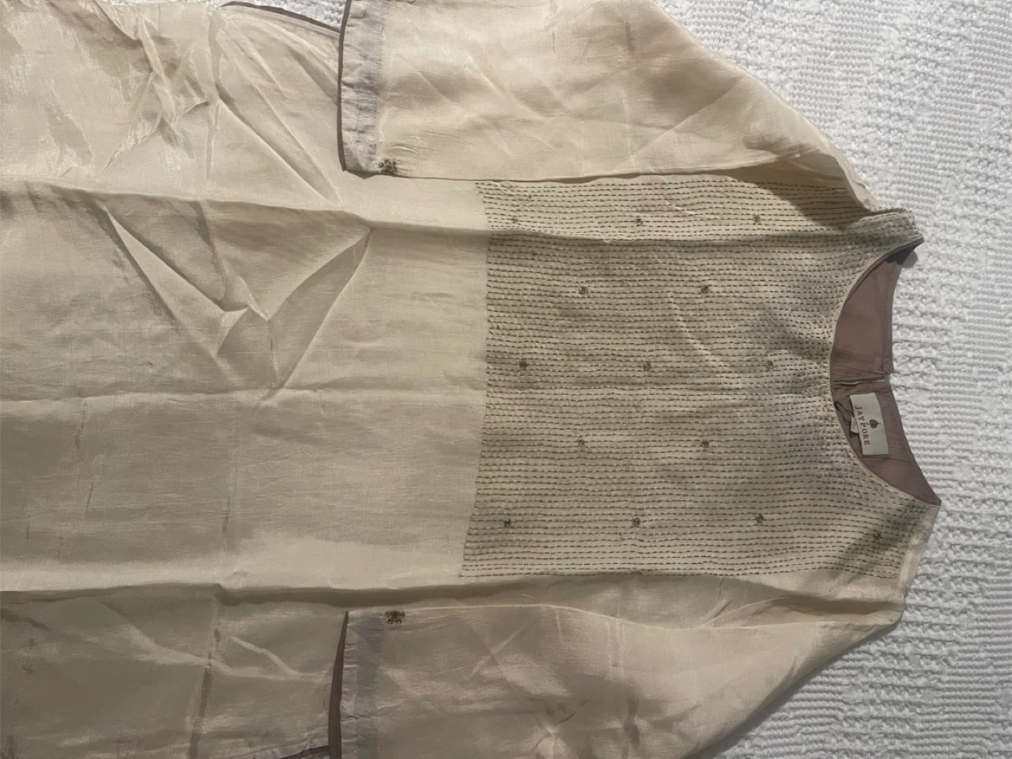 JAYPORE Beige Embellished Kurta Set - Size L - photo 2