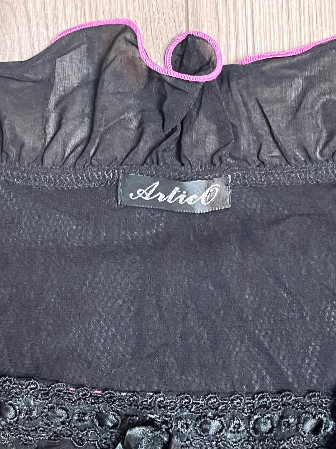 Artico Black Floral Ruffle Blouse Size M - photo 4