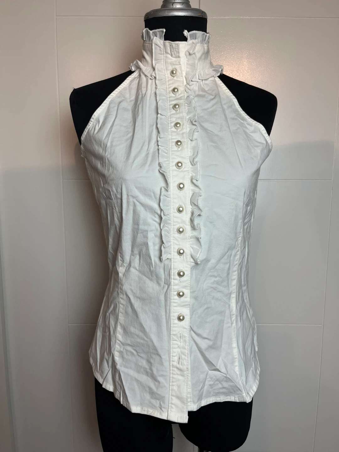 White Ruffle Sleeveless Blouse Size XS/S