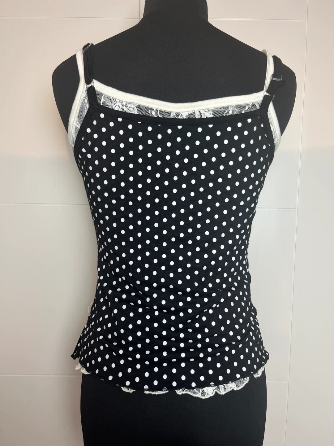 Polka Dot Cami Top - Black & White Size XS