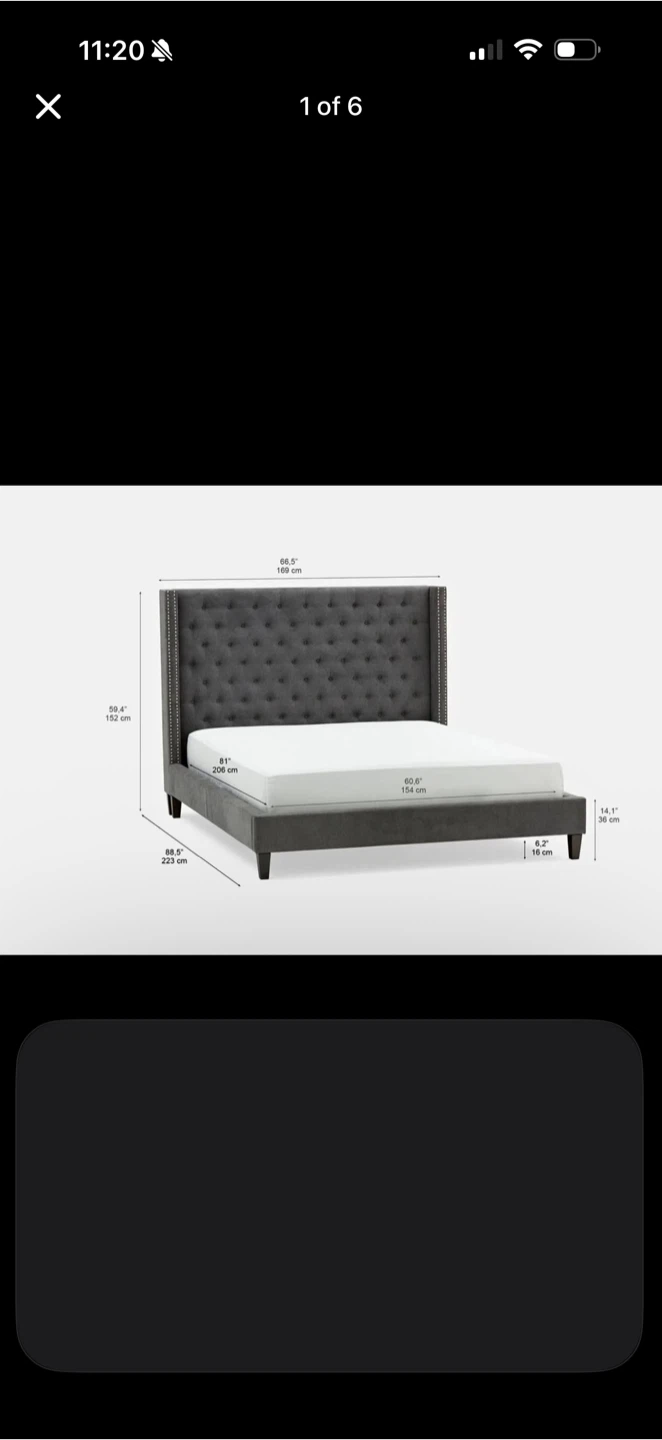 Queen Size Grey Upholstered Bed Frame - photo 2