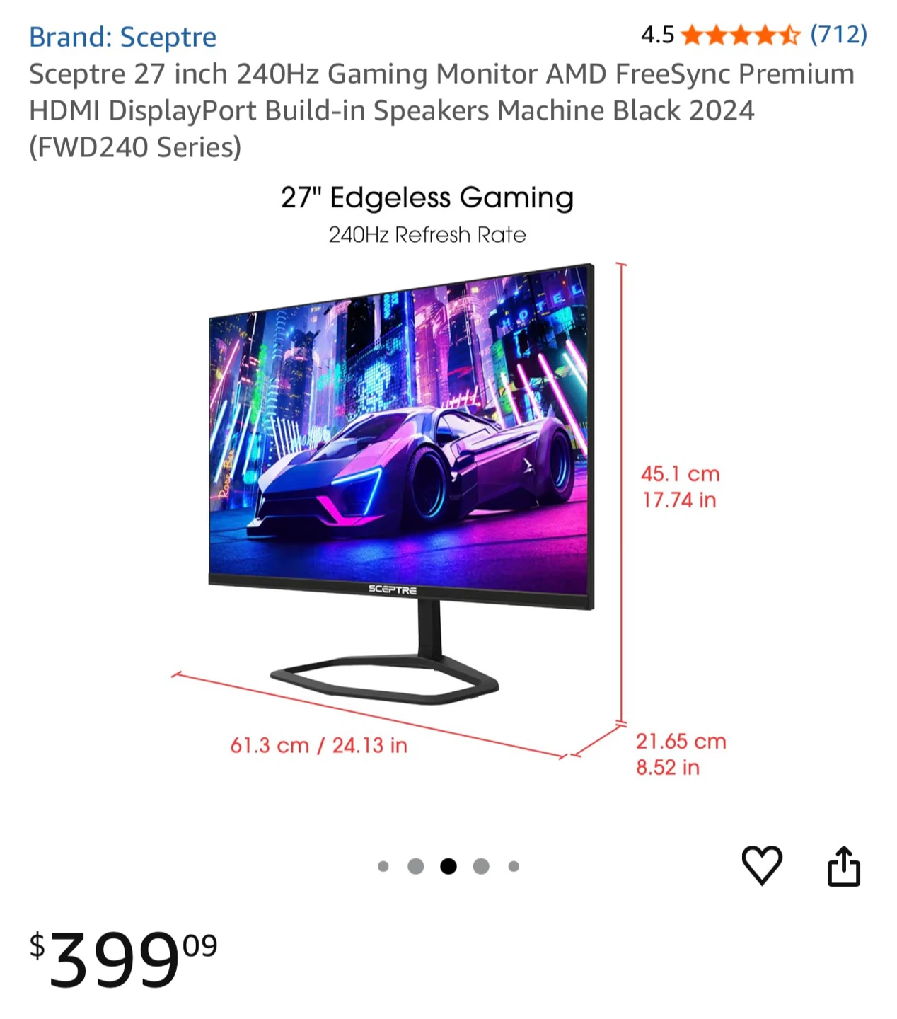 Sceptre 27" 240Hz Gaming Monitor - Like New!