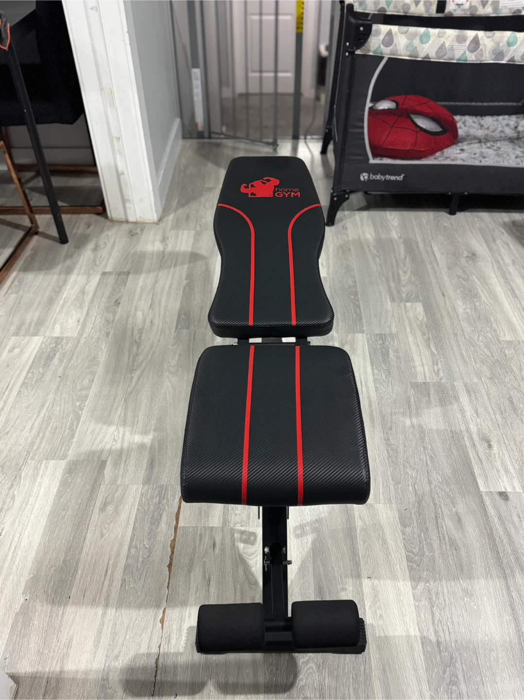 Home Gym Adjustable Folding Weight Bench - Black/Red