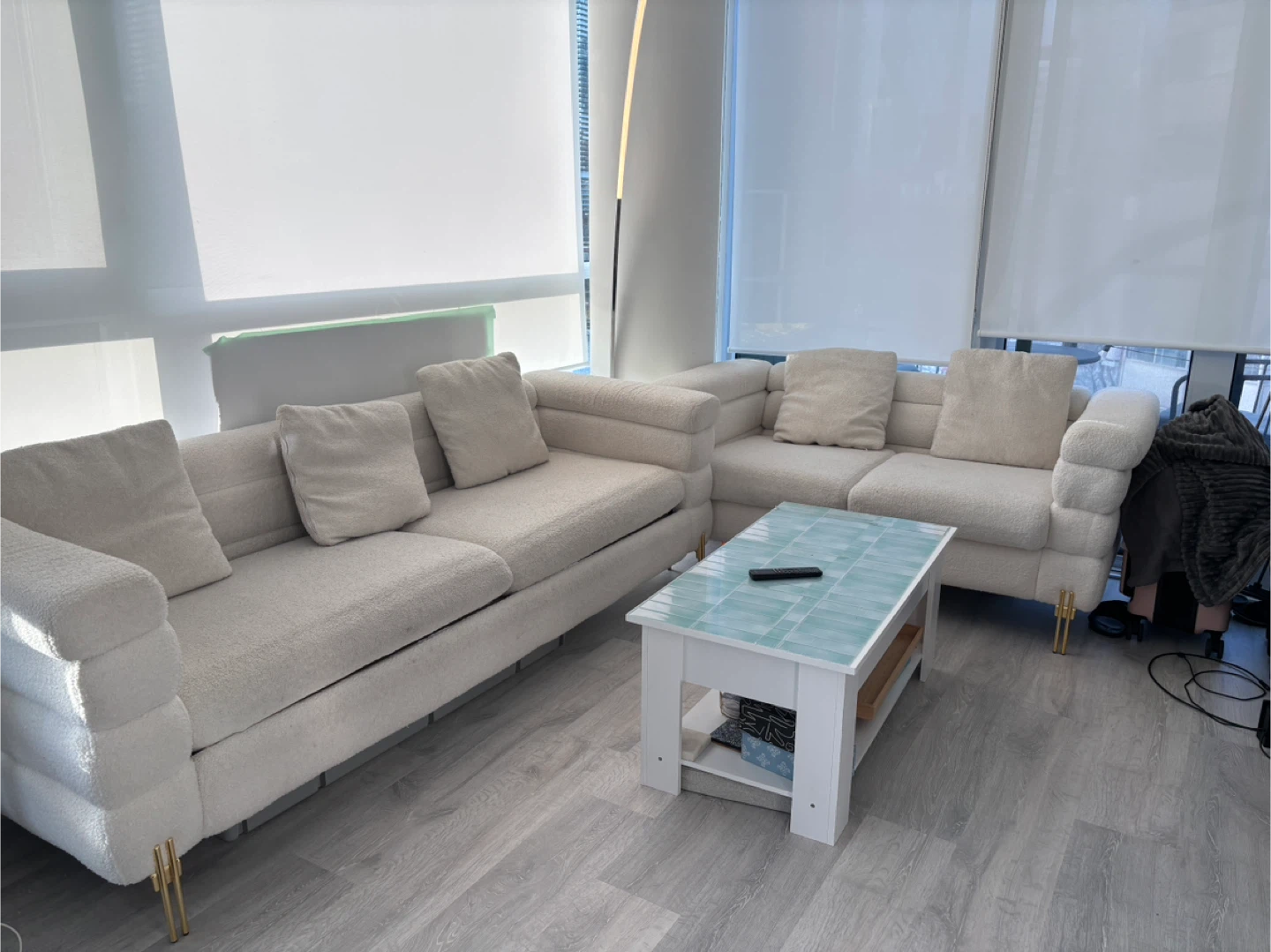 White Boucle Sofa & Love Seat Set