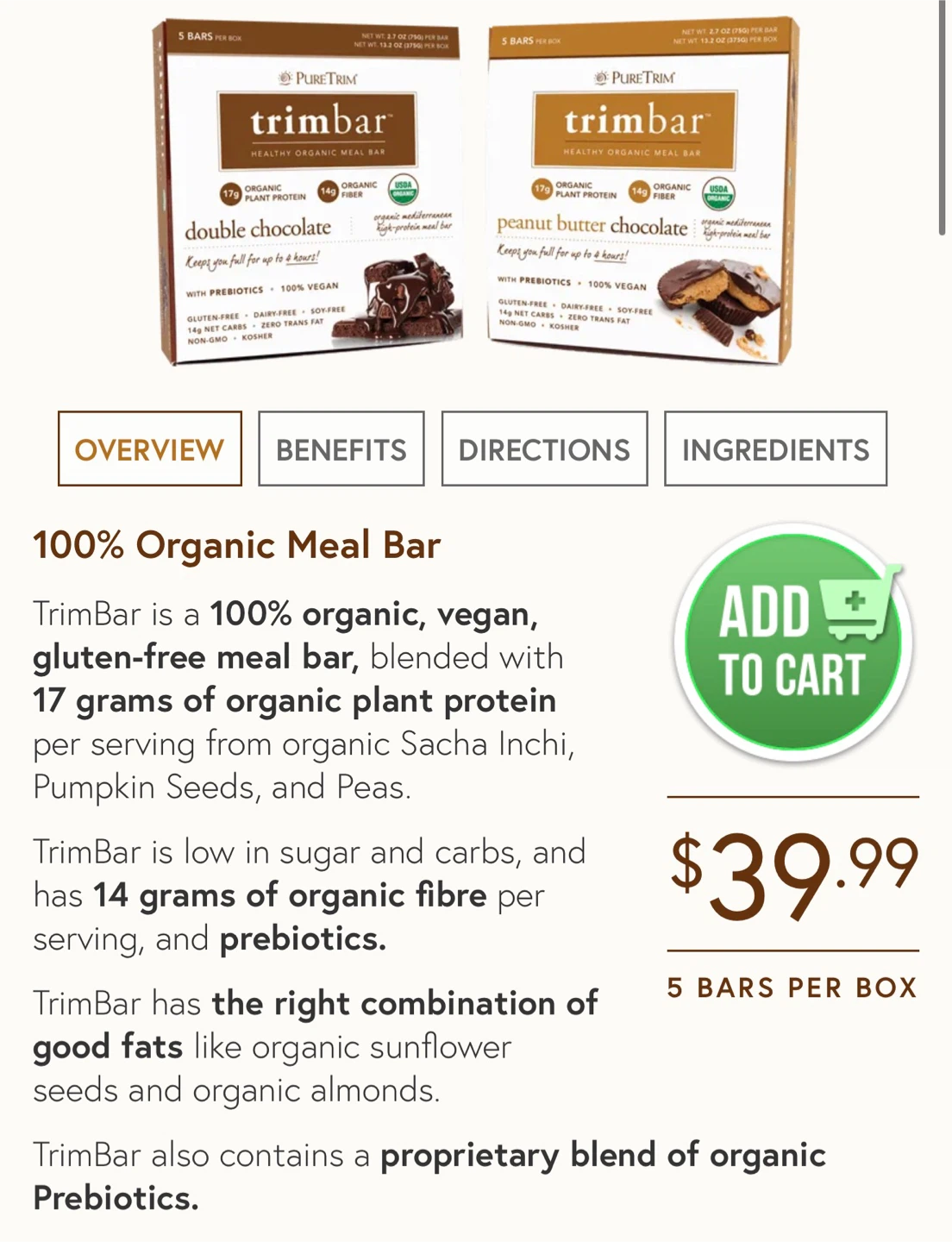 PureTrim Trimbar Healthy Organic Meal Bar - photo 3