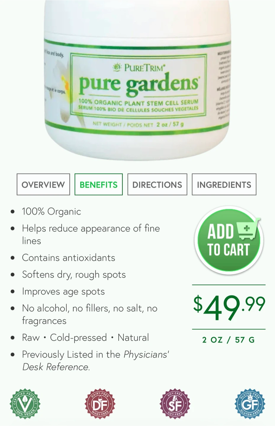 PureTrim Pure Gardens Organic Serum - photo 2