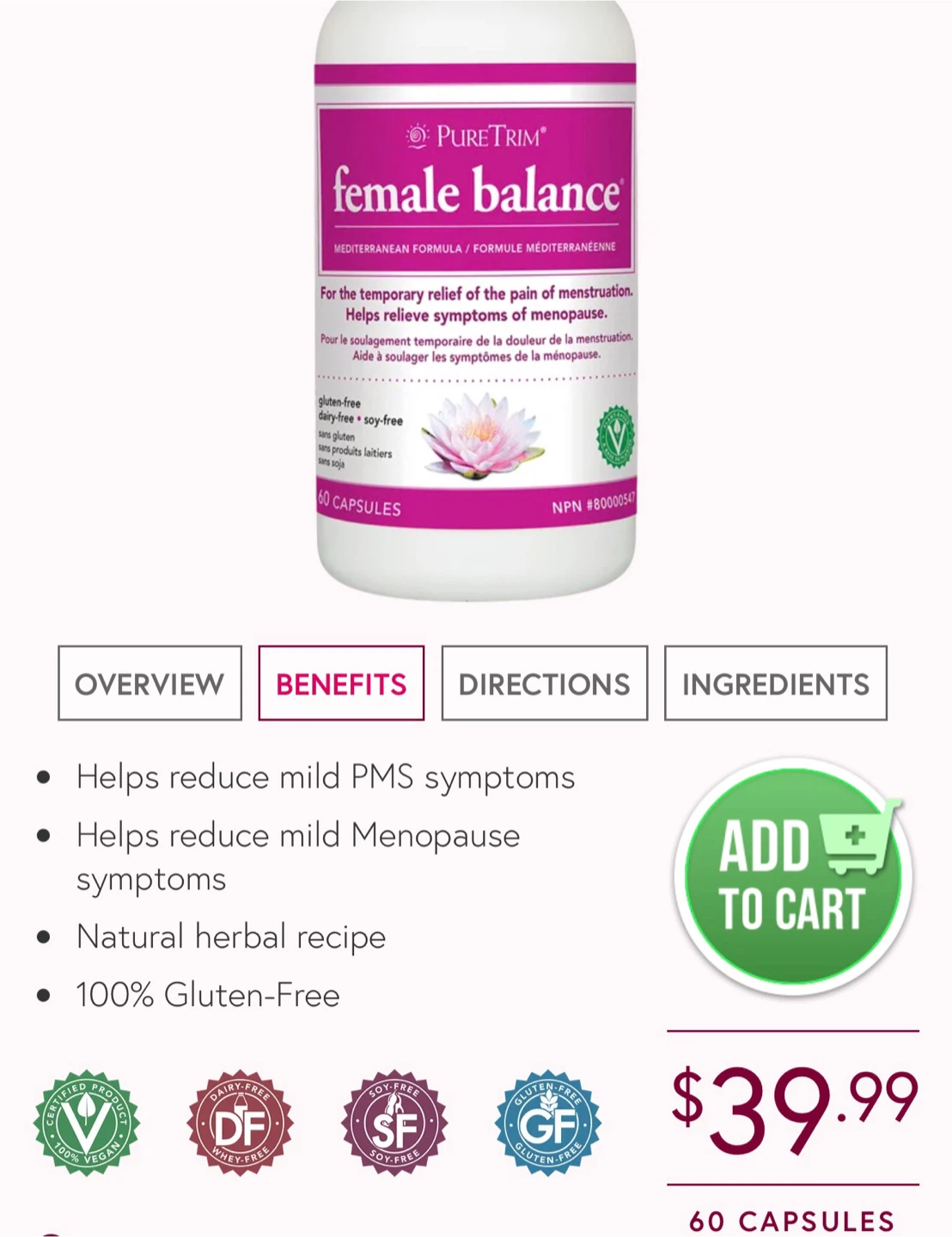 PureTrim Female Balance - 60 Capsules - photo 2