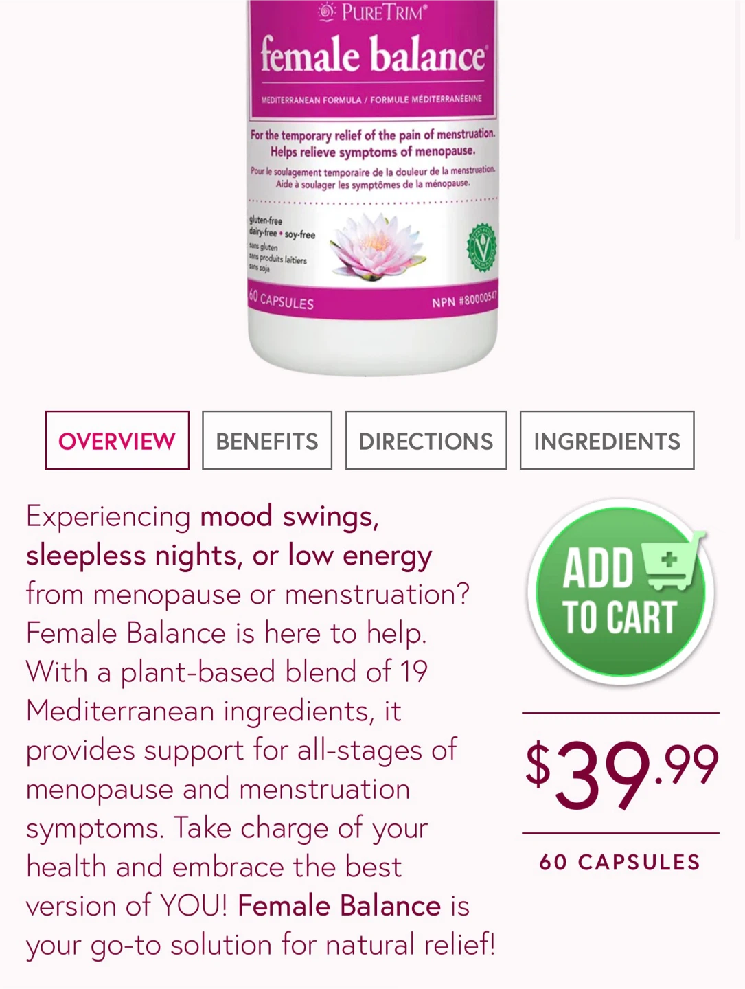 PureTrim Female Balance - 60 Capsules - photo 3