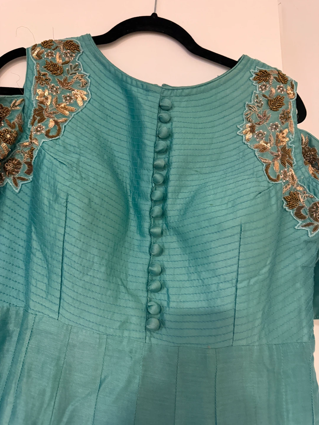 Anaarkali Indian  Teal Dress with Gold Embroidery(M) - photo 3