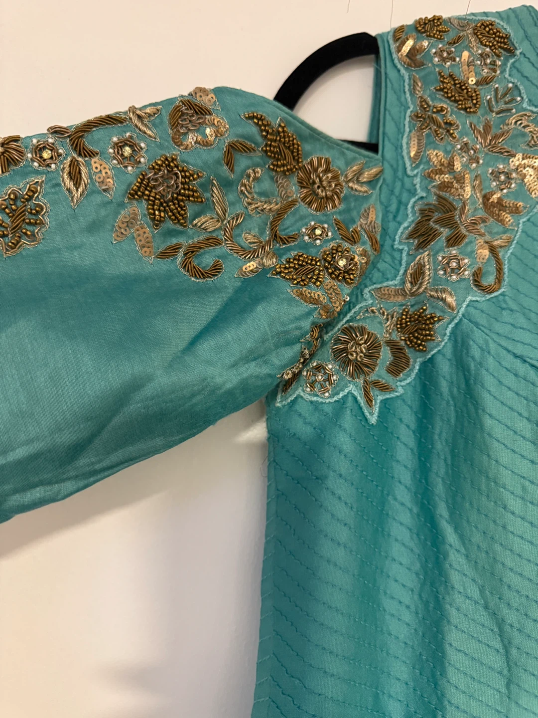 Anaarkali Indian  Teal Dress with Gold Embroidery(M) - photo 2